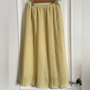 Yellow Polka Dot Women's Skirt Midi Small
